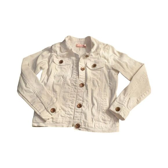 Ci Sono Kids Distressed White Denim Jacket - Picture 1 of 7